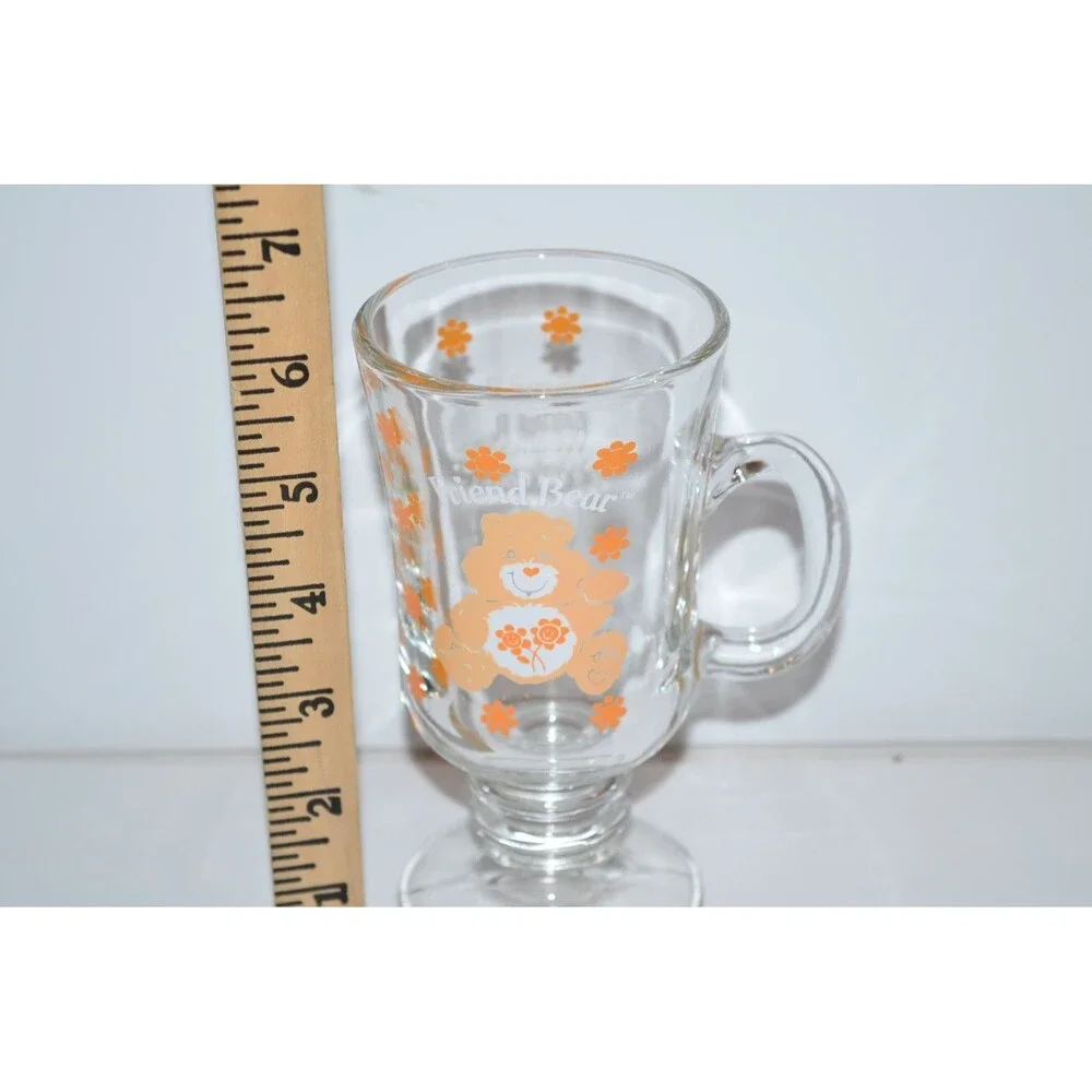 Vtg 1984 Care Bears Friend Bear‎ Irish Coffee Mug Pedestal Glass RARE